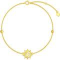 wholesale 14K Gold Sun & Moon Charm Beaded Chain Bracelet with Stone Accents for Women - Adjustable Length (7+2)-0-0