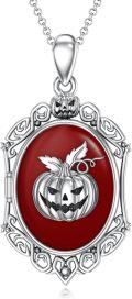 wholesale Black Gold Plated Silver Gothic Pumpkin Locket - Halloween Witch Jewelry Gift for Women Men-0-0
