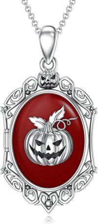 wholesale Black Gold Plated Silver Gothic Pumpkin Locket - Halloween Witch Jewelry Gift for Women Men-B-White Pumpkin