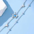 wholesale 925 Sterling Silver Blue Opal Turtle Heart Charm Anklet-0-1