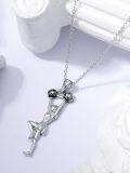 wholesale 925 Sterling Silver Gymnastics Pendant Necklace - 3D Figure Design with Ribbons and Balls Charm for Women's Dance Gifts in Box-0-5