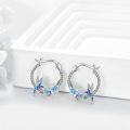 wholesale 925 Sterling Silver Blue Enamel Flower & Bird Dangle Drop Hook Earrings for Women Girls  4cm Diameter-0-3