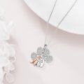 wholesale 925 Sterling Silver Angel and Puppy in Heart Shaped Pendant Necklace for Women Gifts-0-3