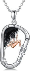 wholesale 925 Sterling Silver Climbing Woman Pendant Carabiner Necklace Sporty Gifts for Her-0-0