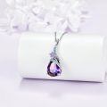 TOUPOP Sterling Silver Amethyst February Birth Flower Pendant Necklace-0-3