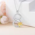 wholesale 925 Sterling Silver Infinity Lucky Number 8 Gold Lily Flower Pendant Necklace-0-5