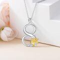 wholesale 925 Sterling Silver Infinity Lucky Number 8 Gold Lily Flower Pendant Necklace-0-5