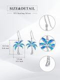 wholesale 925 Sterling Silver Palm Tree Blue Fire Opal Dangle Earrings for Women Beach -0-4