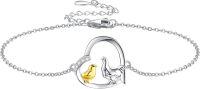 wholesale 925 Sterling Silver Gold Plated Hen and Chick Charm Bracelet - Holiday Gift for Her-chicken