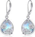 wholesale 925 Sterling Silver Teardrop Flower Moonstone Hypoallergenic Leverback Dangle Earrings for Women Gifts-0-0