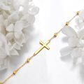 wholesale 14k Gold Adjustable Sideways Cross Bead Station Anklet For Women-0-2
