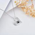 wholesale 925 Sterling Silver Paw Print in Heart Infinity Pendant Necklace s for Women-0-1