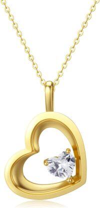 wholesale 14K Gold Double Heart Crystal Pendant Necklace for Women - Anniversary & Mother's Day Gifts (18 Inches)-Style 2