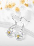 wholesale 925 Sterling Silver AAA Cubic Zirconia Daisy Dangle Drop Earrings for Women, Gift for Her-0-1