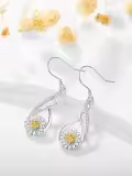 wholesale 925 Sterling Silver AAA Cubic Zirconia Daisy Dangle Drop Earrings for Women, Gift for Her-0-1