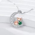 wholesale Metal Stone Fox Moon Pendant Necklace Birthstone Gift for Women-0-1