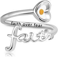 wholesale 925 Sterling Silver Evil Eye Skull Semicolon Cross Mushroom Dinosaur Adjustable Open Rings-Faith over Fear