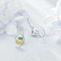 wholesale 925 Sterling Silver Citrus Fruit Drop Earrings with Green Leaves and CZ Stones for Women-0-3