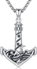 wholesale 925 Sterling Silver Anchor with Lighthouse and Shark Pendant Nautical Necklace-0-0