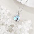 wholesale 925 Sterling Silver Cat Love Heart Pendant Necklaces for Women - Blue Stone -0-2
