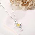 wholesale 925 Sterling Silver Sunflower Cross Pendant Necklace for Women-0-1