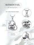 wholesale 925 Sterling Silver Cutie Cow Family with Rose and Vine Charm Necklace for Women Girls  43cm Chain Length-0-5