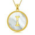 wholesale Gold 925 Sterling Silver Mother of Pearl Initial I Pendant Necklace for Women-0-0