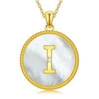 wholesale Gold 925 Sterling Silver Mother of Pearl Initial I Pendant Necklace for Women-Letter I
