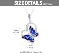 wholesale 14K White Gold Natural Diamond & Blue Butterfly Dainty Heart Pendant Necklace for Women, Nickel-Free, 16 1.8g, Gift for Her-0-3