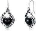 wholesale 925 Sterling Silver Black Onyx Celtic Knot Vintage Earrings for Women-0-0