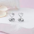wholesale 925 Sterling Silver Heart Dice Stud Earrings Lucky Gambling Gift for Her-0-2