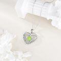 wholesale 925 Sterling Silver Heart with Green Enamel Tennis Ball and Cubic Zirconia Pendant Necklace s for Women-0-3