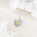 wholesale 925 Sterling Silver Heart with Green Enamel Tennis Ball and Cubic Zirconia Pendant Necklace s for Women-0-3