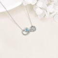 wholesale 925 Sterling Silver Blue Topaz Infinity 50th Anniversary Heart Pendant Necklace for Women-0-3
