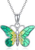 wholesale 925 Sterling Silver Purple & Yellow Enamel Butterfly Pendant Necklace for Women Gifts-0-24