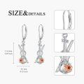 wholesale 925 Sterling Silver Violin Shape Drop Earrings with Rose Gold Plated Accents and Garnet Stone Gift for Women-0-4