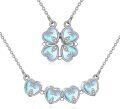 wholesale 925 Sterling Silver Four-Leaf Clover Convertible Pendant Necklace with Magnetic Heart Design for Women-0-0