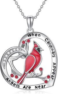 wholesale TOUPOP Cardinal Necklace For Women Sterling Silver Heart Red Bird Pendant Necklace Cardinals Appear When Angels Are Near Sympathy Memorial Jewelry Gifts For Women Mom Wife Sisters Her -undefined