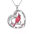TOUPOP Sterling Silver Red Bird Heart Pendant Necklace Sympathy Memorial Jewelry-0-0