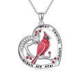 TOUPOP Sterling Silver Red Bird Heart Pendant Necklace Sympathy Memorial Jewelry-0-0