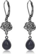 wholesale 925 Sterling Silver Gothic Blue Goldstone Drop Earrings - Vintage Style Jewellery Gift for Her-0-0