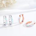 wholesale 925 Sterling Silver Rose Gold Plated Blue Pink White Fire Opal Huggie Hoop Earrings for Women-0-2
