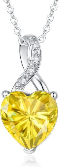 wholesale 925 Sterling Silver 1 10cttw Real Cubic Zirconias Heart Birthstone Necklace for Women Mom Wife-11. November - Nov.