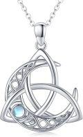 wholesale 925 Sterling Silver Celtic Moon Triquetra Pendant Necklaces for Women Irish Good Luck s 36 Chain-0-0