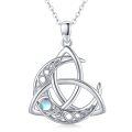 wholesale 925 Sterling Silver Celtic Trinity Knot Moonstone Pendant Necklace White Gold Plated-0-0