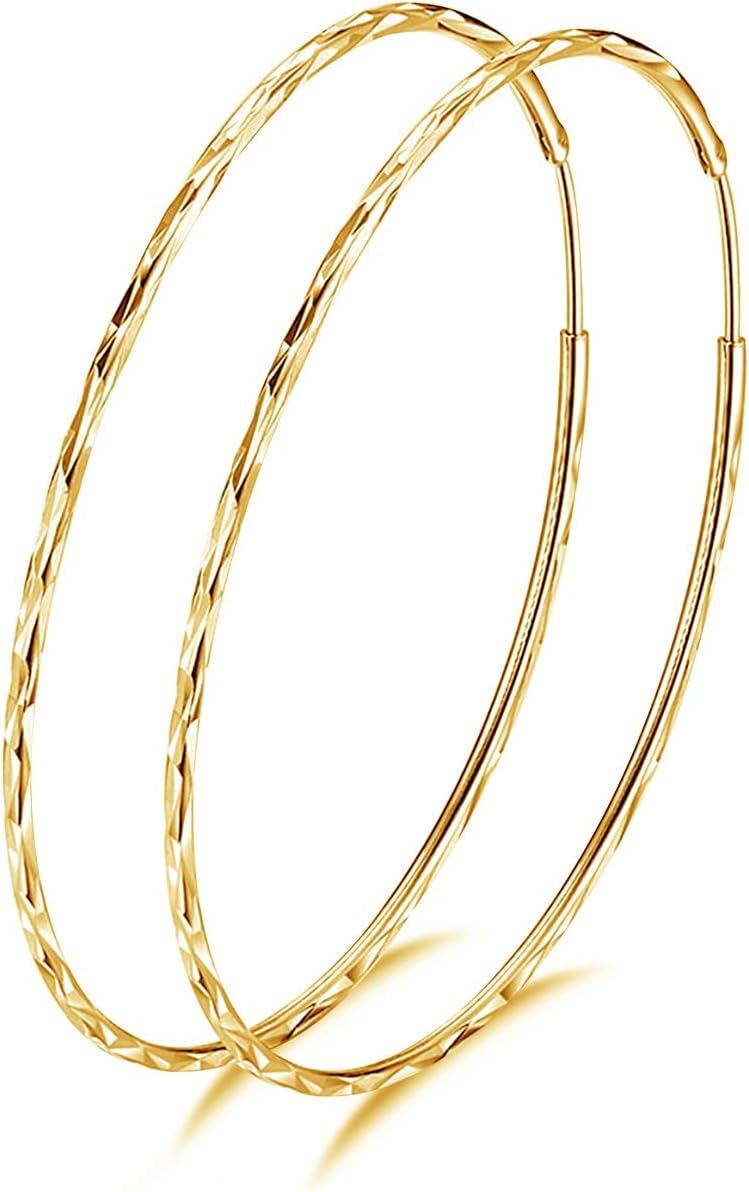 Sterling Silver Circle Endless Hoop Earrings for Women 20 70mm-B-40MM Gold Plated