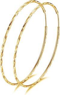 wholesale Sterling Silver Circle Endless Hoop Earrings for Women 20 70mm-B-20MM Gold Plated