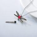 wholesale Sterling Silver Stone Dragonfly Urn Necklace for Ashes w Filling Tool-0-43
