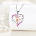 wholesale 925 Sterling Silver Pink Crystal Ballerina Heart Pendant Necklace-0-2