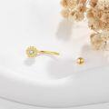 wholesale 14K Gold & Yellow Crystal Daisy Belly Button Ring – 14G 1.6mm, Hypoallergenic, Elegant Gift for Women-0-4